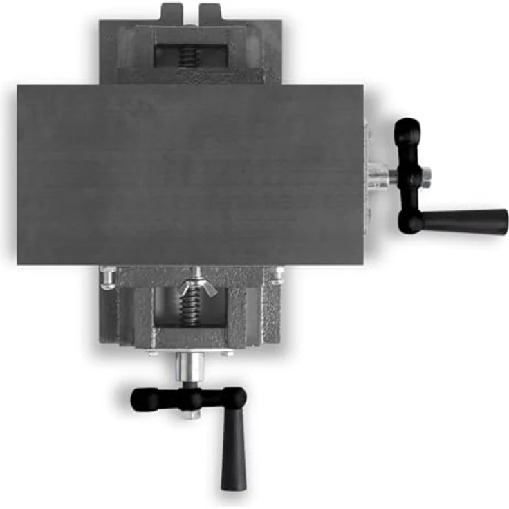 EBERTH BV3-5BT, Schraubstock Kreuztisch aus Gusseisen und Stahl, Arbeitstisch 120 x 230 mm, Arbeitshöhe 100 mm, 2 Achsen für präzise Bohr- und Fräsarbeiten – Bild 3