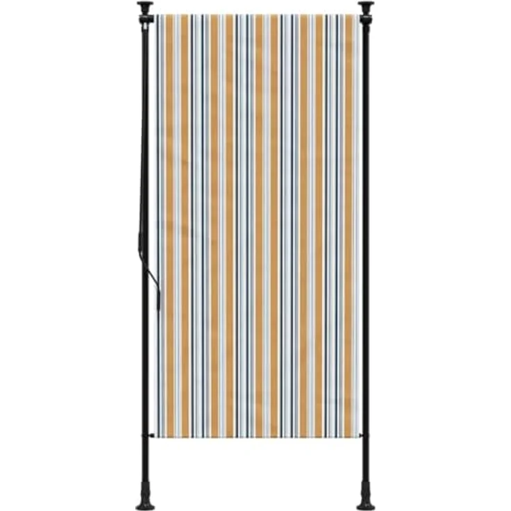 vidaXL Markise Außenrollo Gelb und Weiß 120x270 cm Stoff und Stahl, UV-beständig, Einziehbar, Höhenverstellbar – Bild 4