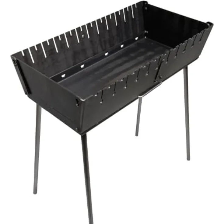 GOROCH Klappbarer Mangal Grill, Holzkohlegrill aus 2 mm Stahl für 12 Spieße, kompakt und mobil für Garten und Camping