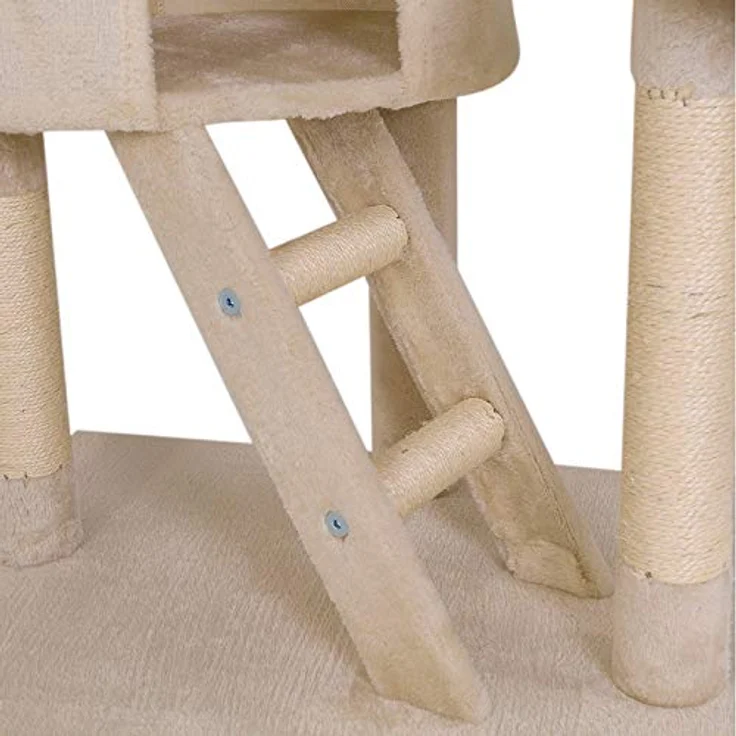 lionto Kratzbaum XXL Kletterbaum Katzenkratzbaum Katzenbaum höhenverstellbar 230-250 cm, beige – Bild 4