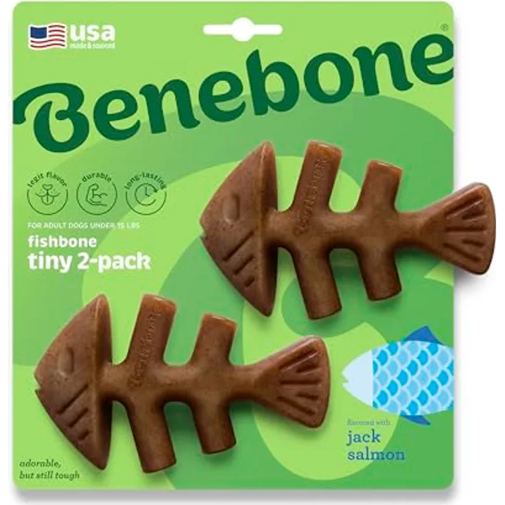 Benebone Fishbone 2-Pack Mini 12cm - (81005421034), Hundespielzeug