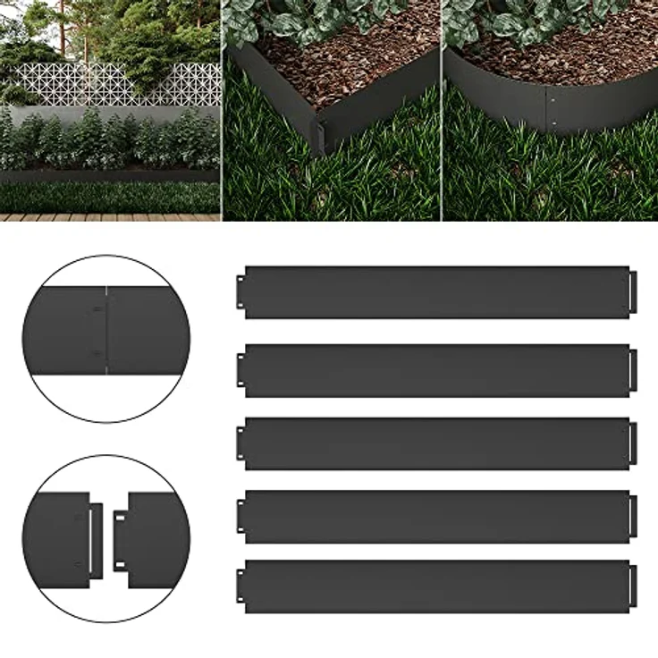 Rasenkante Metall 100x14cm Länge 5m Höhe 14cm Beeteinfassung Mähkante – Bild 2
