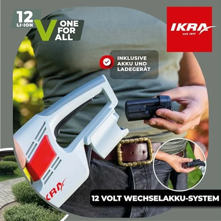 IKRA Akku Heckenschere IAHS 1240, kabellose 2 kg mit 41 cm Schnittlänge und Akku inkl. Ladegerät – Bild 3