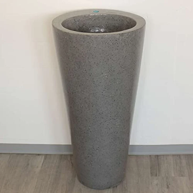 Terrazzo Standwaschbecken Säulenwaschbecken Waschbecken Handwaschbecken Waschsäule Rundwaschbecken Stein Säule Grau Rund D1 – Bild 3