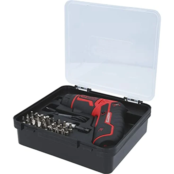 KS Tools eMONSTER 1/4“ Akku-Bit-Schrauber-Satz, 27-tlg., 3,6V mit ergonomischem Griff, USB-C aufladbar, Drehmomentvorwahl, LED-Arbeitslicht, in Kunststoffbox – Bild 1