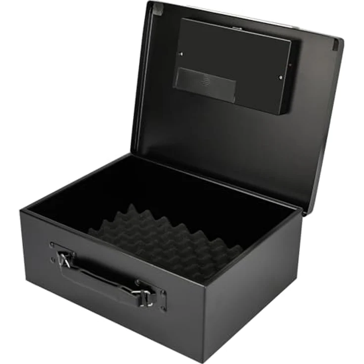 HMF Geldkassette kleiner Tresor mit Elektronikschloss, Dokumentensafe für DIN A4 Dokumente, 32,5 x 25,5 x 12,5 cm, in elegantem Schwarz – Bild 3