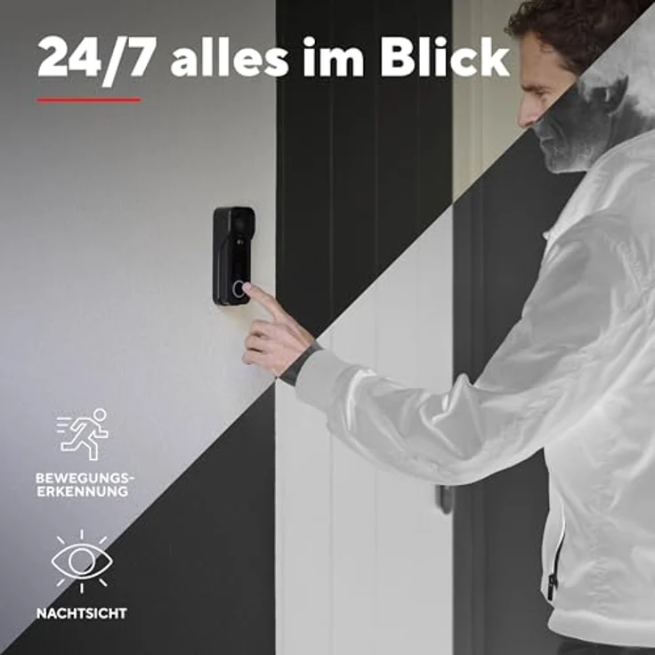Trust Wi-Fi Video Türklingel mit Chime, 2K HD 3MP Weitwinkel, smarte kabellose Video Doorbell mit 30 Melodien, wiederaufladbar über USB-C, Nachtsicht, wasserdicht, schwarz – Bild 4