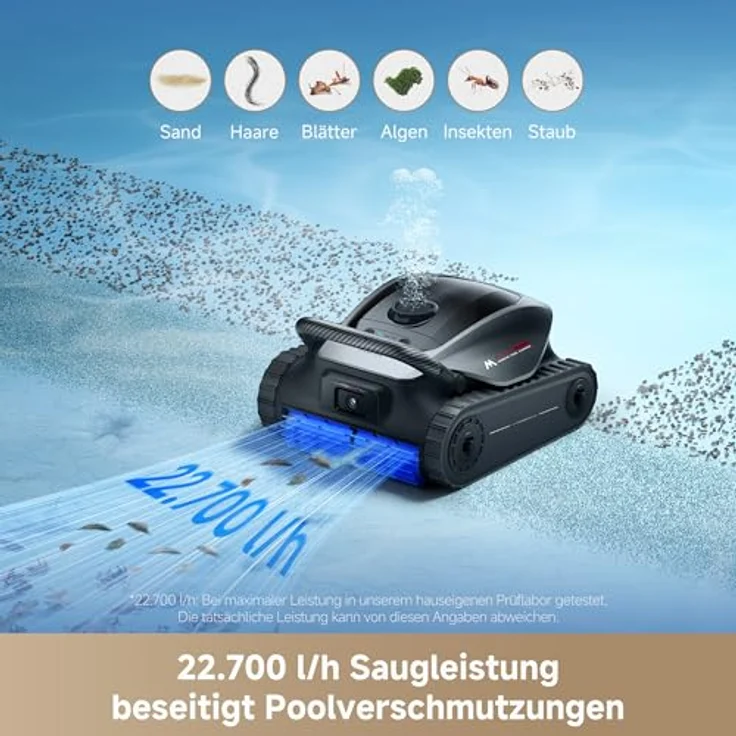 MOVA Diver A10, Intelligenter Poolroboter mit 22 700 L/h Saugleistung, 240 min Laufzeit, Doppel-Bürste und 8 IA-Modi – Bild 2