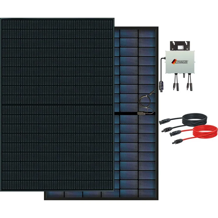 Schwaiger Balkonkraftwerk 860 Wp, 2 monokristalline Solarmodule, WiFi-fähiger Wechselrichter, inkl. 5m Kabel