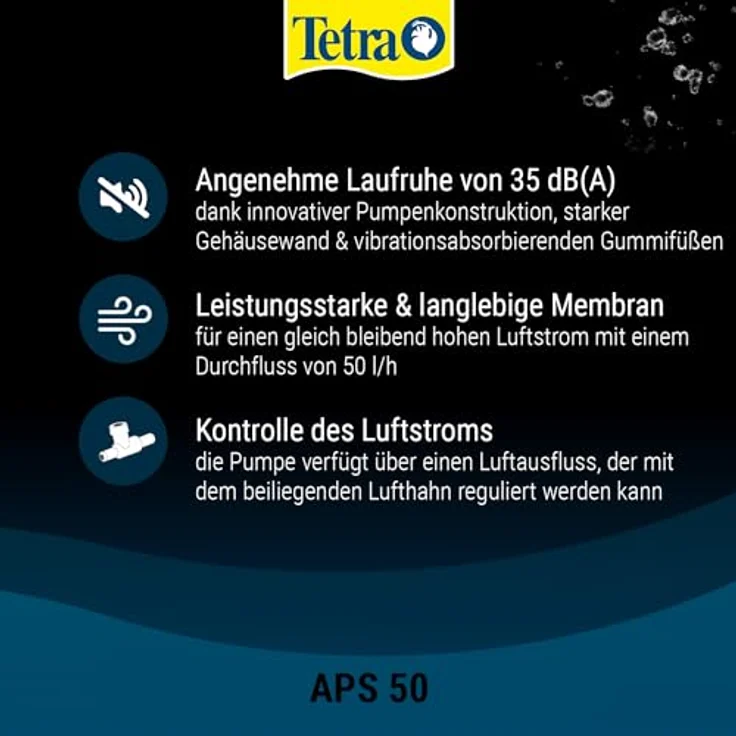 Tetra APS 50 Aquarium Luftpumpe - leise Membranpumpe für Aquarien von 10-60 L, schwarz – Bild 4