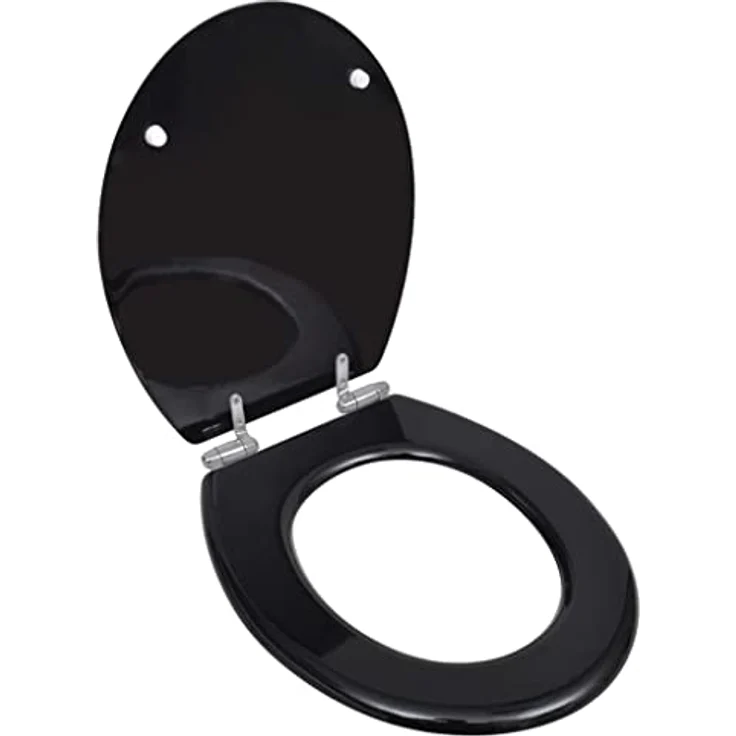vidaXL Toilettensitz MDF mit Absenkautomatik, schwarz, 45 x 36 cm, universell passend für gängige Toilettenschüsseln – Bild 1