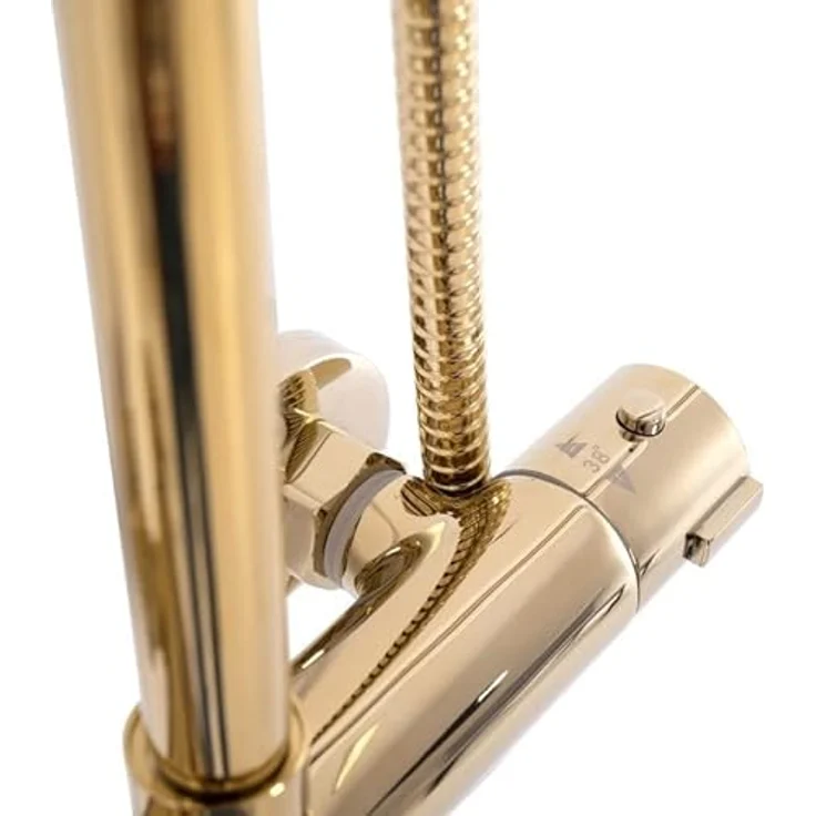 wohnwerk.idee Duschsystem Duschgarnitur mit Thermostat Bliss Matt Gold, 2 Strahlart(en) – Bild 3