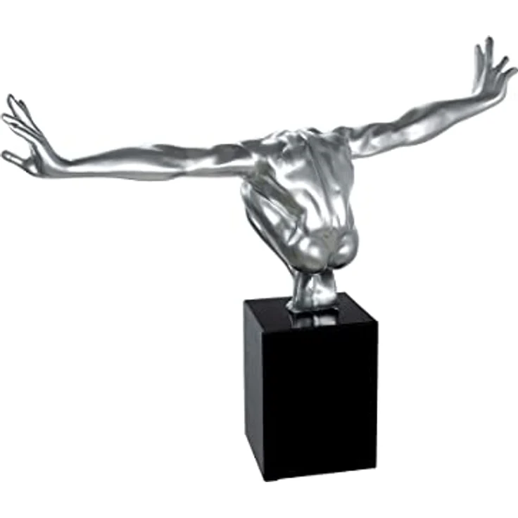 Casablanca modernes Design GILDE Skulptur Cliffhanger Kunstharz, Marmor silberfarben 52364, Höhe 45 cm – Bild 3