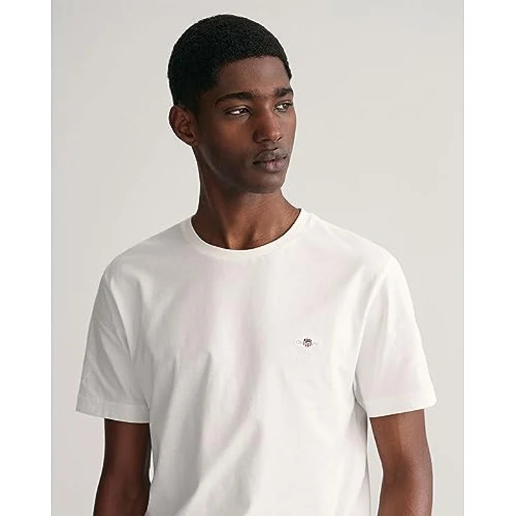GANT Regular Shield T-Shirt, Herren, Weiß, Regular Fit, 100% Baumwolle, Rundhals-Ausschnitt, XXL – Bild 4