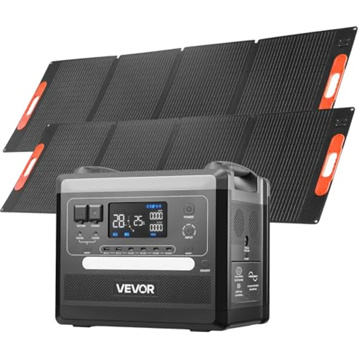 VEVOR Tragbare Powerstation Q2400Pro, 2400-W-Solargenerator mit 2 faltbaren 200-W-Solarpanels, 2160-Wh-LiFePO4-Akku und 10 Ausgängen für Notstromversorgung Zuhause, Camping und Wohnmobil – Bild 1