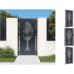 vidaXL Gartentor Anthrazit 105x180 cm Stahl Baum-Design Abschließbar mit 3 Schlüsseln