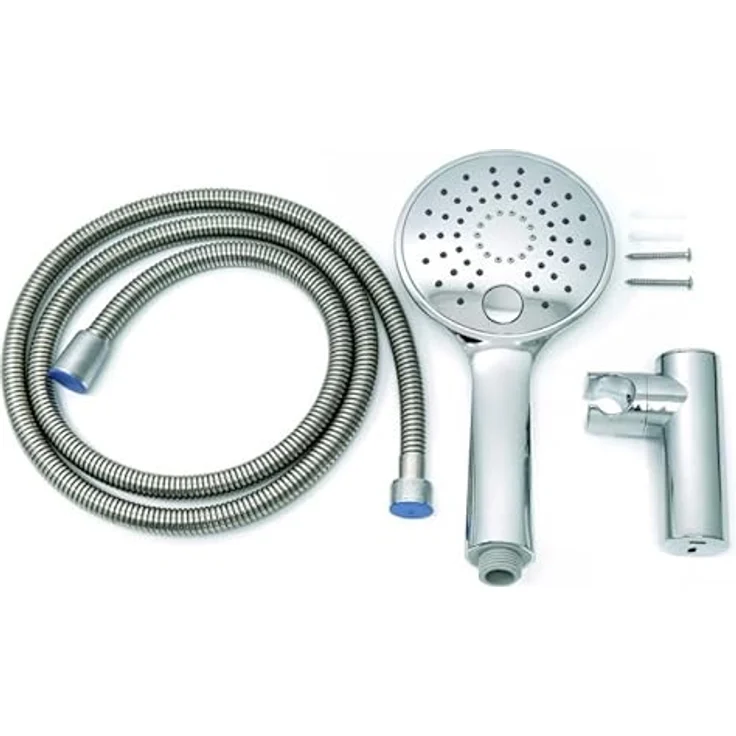 Belvit Hansgrohe Vernis Blend Wannenmischer Set, Keramikmischsystem, Handbrause mit Mehrstrahl, 150 cm Brauseschlauch, Umsteller Wanne/Dusche, Wandmontage, Chrom, Anti-Kalk Düse – Bild 3