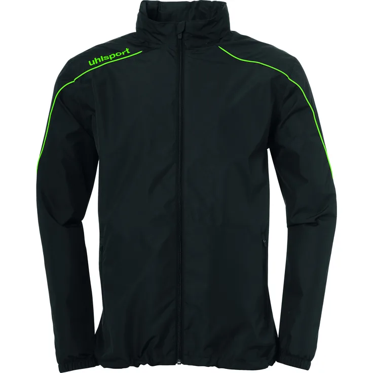 Uhlsport STREAM 23 ALL WEATHER JACKET M schwarz/limonengelb, mit versteckter Kapuze und Wasserabweisender Beschichtung