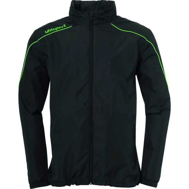 Uhlsport STREAM 23 ALL WEATHER JACKET M schwarz/limonengelb, mit versteckter Kapuze und Wasserabweisender Beschichtung – Bild 1