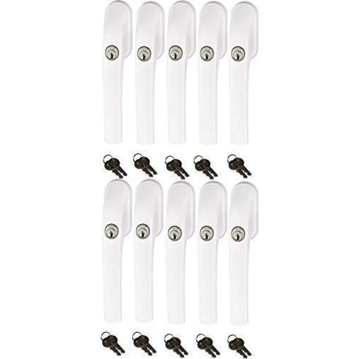 Abus FG300 abschließbarer Fenstergriff, weiß, im Set 10 Stück alle gleichschließend AL0089 mit insgesamt 20 Schlüssel