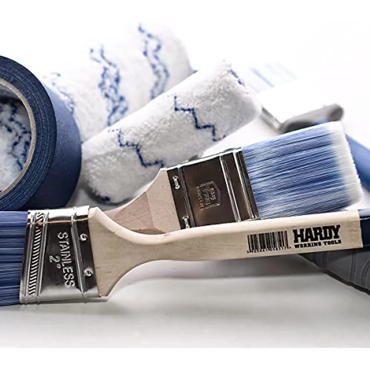 Hardy Flachpinsel Serie 42 zum Malen mit Acrylfarben und Lacken Effizient und gleichmäßig deckend Synthetikborsten und Holzstiel Set 6-TLG. Breite 25mm – Bild 3