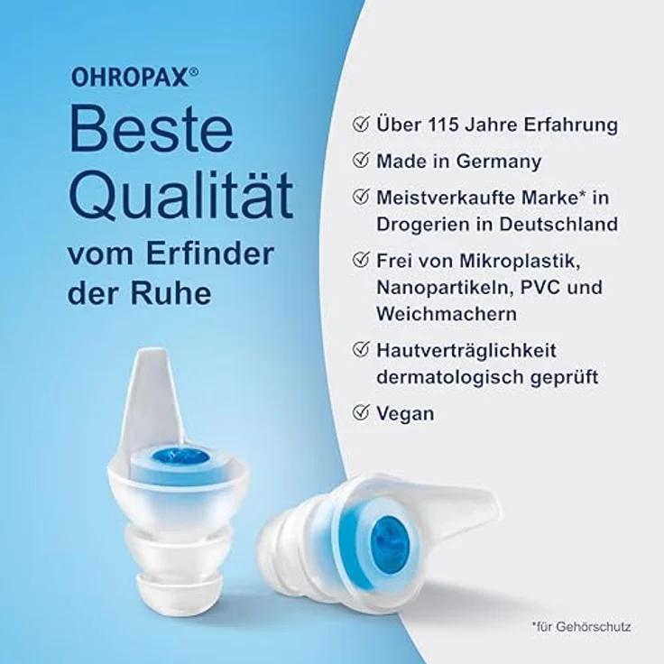 OHROPAX Travel Ohrstöpsel mit patentiertem Spezialfilter, reguliert Druckausgleich, SNR 16 dB, 1 Paar mit Filter + 1 kleines Paar, wiederverwendbar – Bild 3