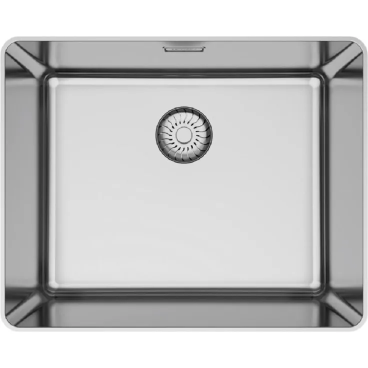 Caressi CAPPSR50R20 Spüle, Flächenbündig, Edelstahl, Innenmaße 500x400 mm, mit Korbventil und Design-Überlauf