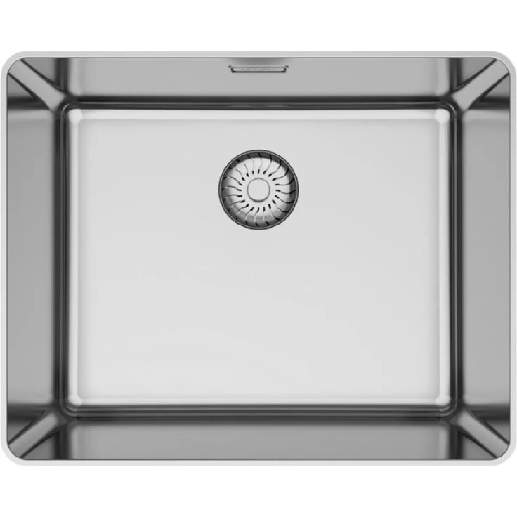 Caressi CAPPSR50R20 Spüle, Flächenbündig, Edelstahl, Innenmaße 500x400 mm, mit Korbventil und Design-Überlauf