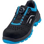 Uvex 2 xenova Halbschuh mit BOA Fit System, Sicherheitsschuhe S1 P SRC, Arbeitsschuhe für Damen & Herren, Schwarz/Blau, Größe 43