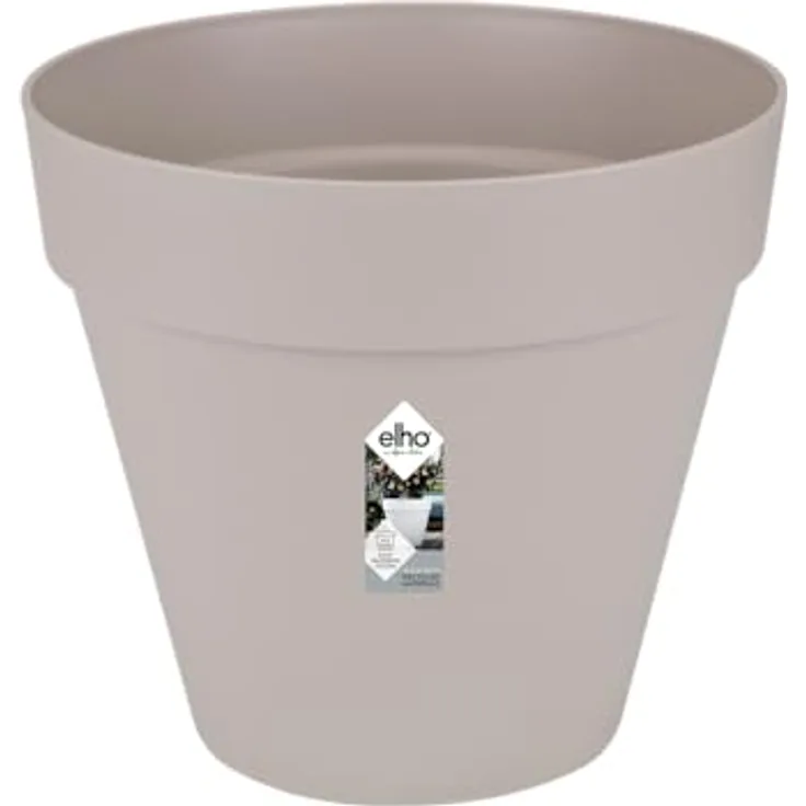 elho Loft Urban Rund 40 - Blumentopf für Außen - 100% recyceltem Plastik - Ø 38.5 x H 35.3 cm - Grau/Warmes Grau
