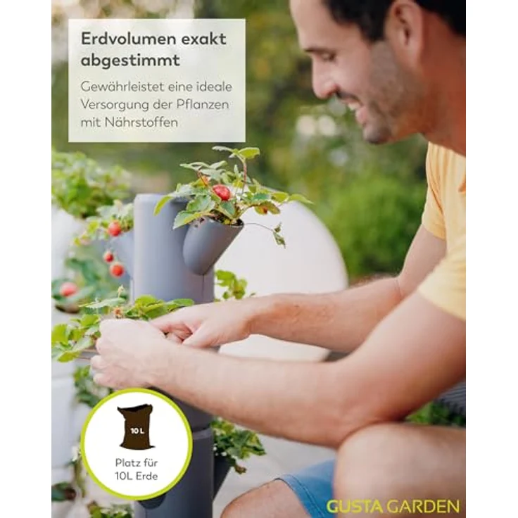 Gusta Garden SISSI STRAWBERRY Erdbeerbaum Starter Anthrazit - Vertikales Pflanzsystem für gesunde Erdbeeren – Bild 5