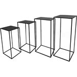 Metall Pflanzenständer schwarz im 4er Set - 80, 70, 60 und 50 cm - Blumen Topf Ständer Hocker Beistelltisch eckig