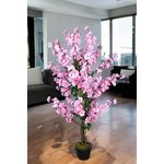 Arnusa Kunstpflanze Blütenbaum 120 cm Wintersweet Künstliche Pflanze im Topf (Pink)