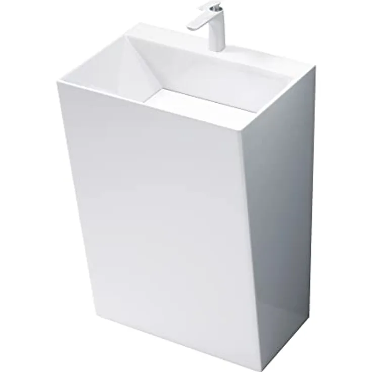 Mai & Mai Design Standwaschbecken freistehend Col40 weiß, aus Mineralguss, BTH: 60x45x90cm, eleganter Waschtisch mit dünnem Rand