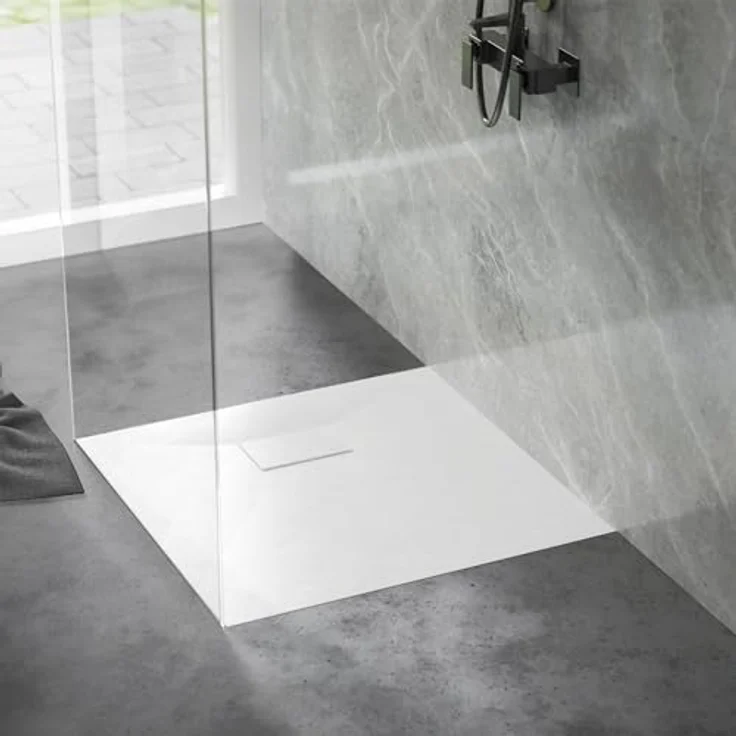 LuxeBath Duschwanne 90x90 cm Weiß, rutschfest mit Ablaufgarnitur und geringer Einbautiefe – Bild 9