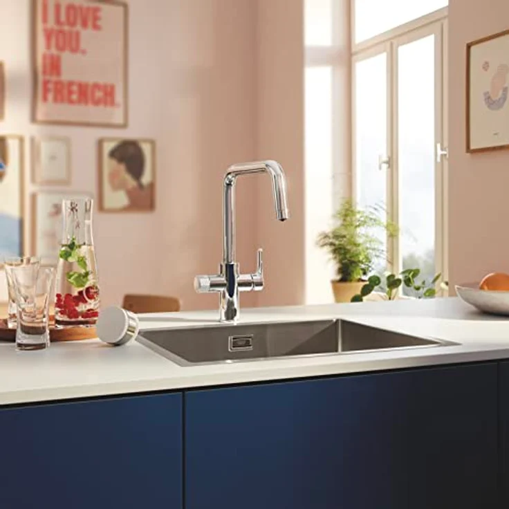 Grohe Blue Pure Start Starter Set, Küchenarmatur mit Mini Aktivkohlefilter und separatem Griff für gefiltertes Wasser - Chrom – Bild 7