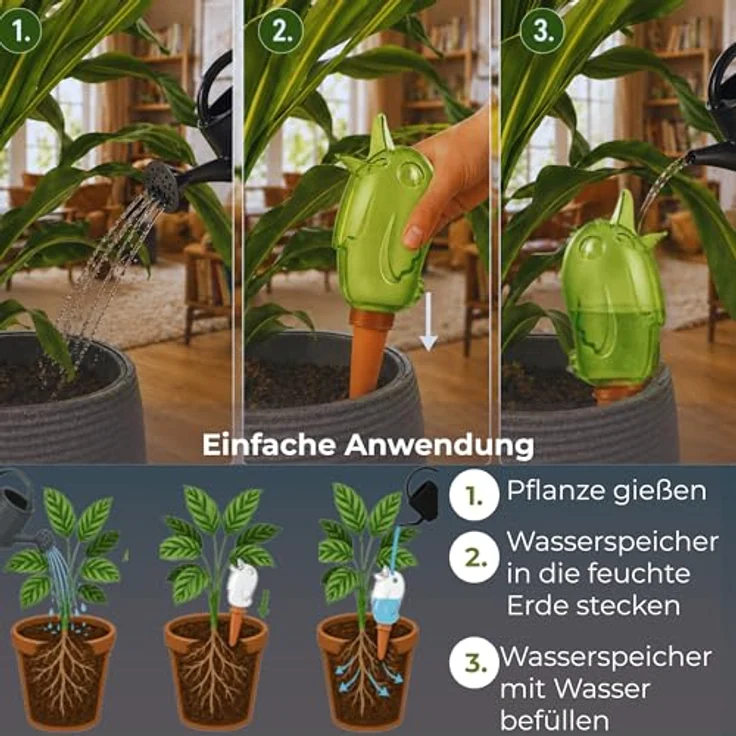 Wasserspender Bördy Farbe Grün, Größe 20cm, Inhalt 220ml für bis zu 4 Tage Bewässerung Ihrer Pflanzen (4) - Scheurich – Bild 6