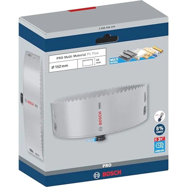 Bosch PRO Multi Material Power Change Plus Lochsäge, Ø 152 mm, hält bis zu 2x länger, für Weichholz, Trockenbauwand, Professional Zubehör, blau – Bild 2