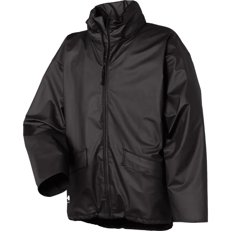 Helly Hansen workwear Regenjacke Voss schwarz wasserdicht reflektierende Elemente verlängerter Rücken