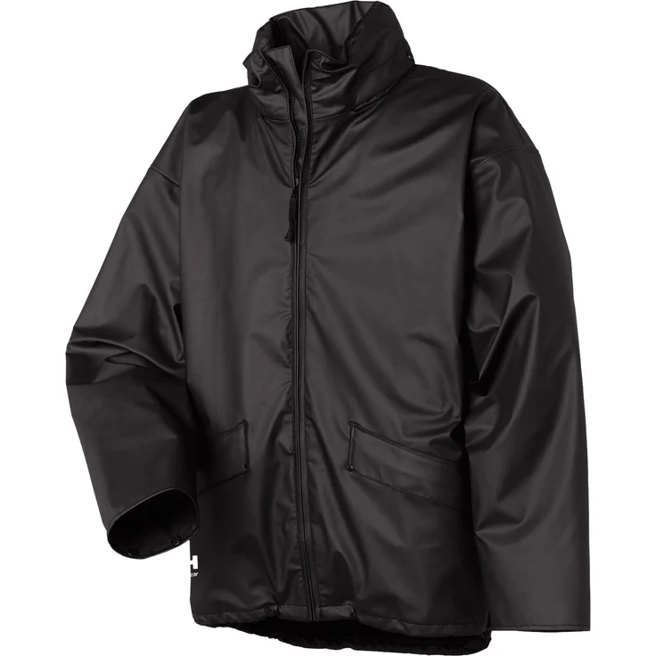 Helly Hansen workwear Regenjacke Voss schwarz wasserdicht reflektierende Elemente verlängerter Rücken – Bild 1