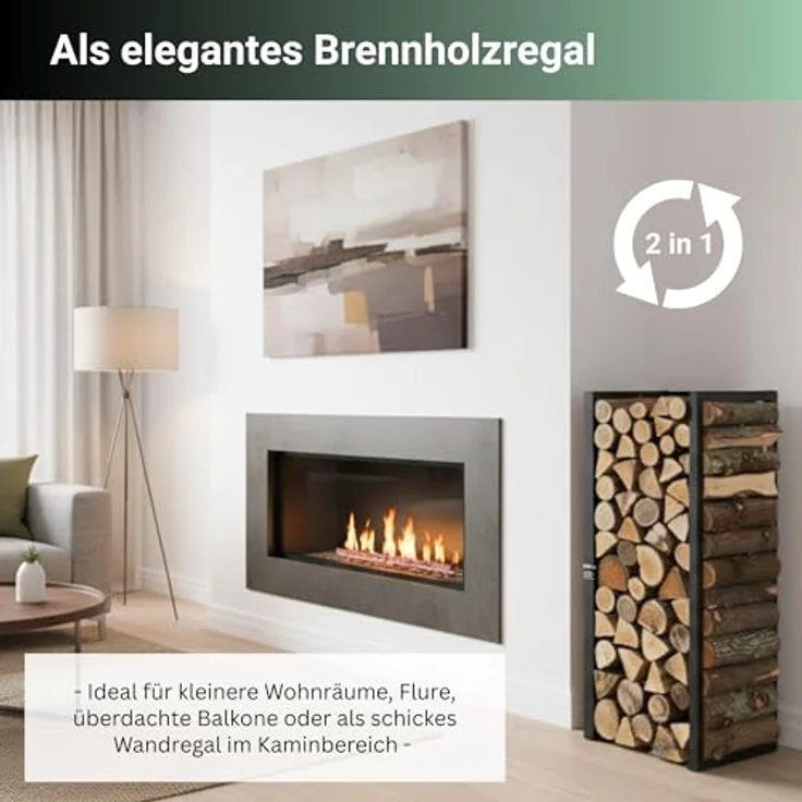 PROREGAL Kaminholzregal PHOENIX, Metall mit Rückwand, hängend, 92x41x31 cm, schwarz, wetterfestes Holzlager für innen und außen, optimale Luftzirkulation – Bild 2