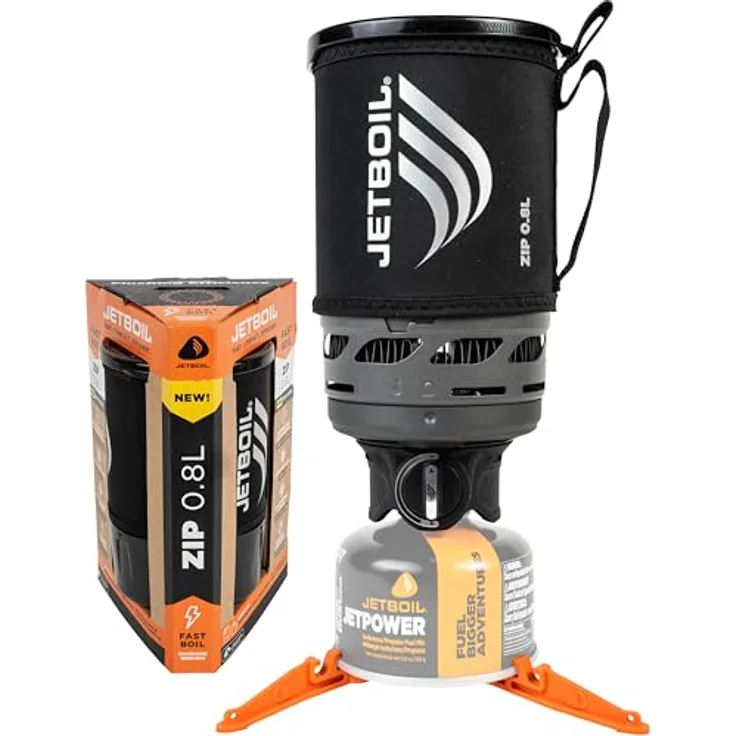 Jetboil Zip Carbon, Campingkocher mit 0,8 Litern Fassungsvermögen, FluxRing-Technologie und isolierender Hülle, leicht und kompakt, 340 g