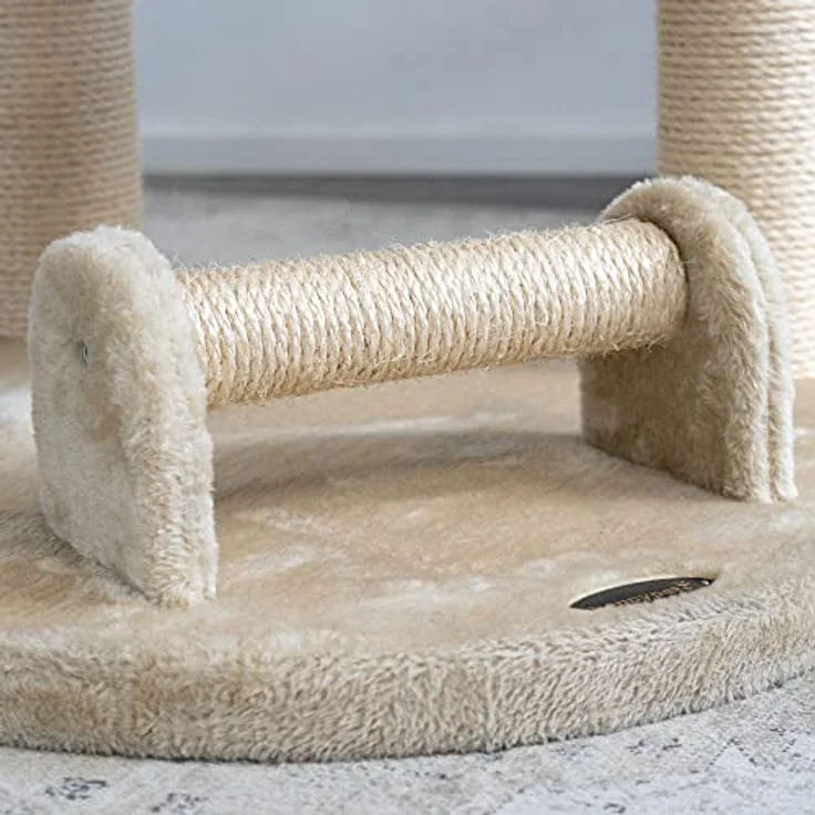 HAPPYPET Kratzbaum für Katzen groß 181 cm hoch - Stabiler Kletterbaum Katzenbaum, Dicke Stämme mit 11 cm, Haus & Spieltunnel, große Liegemulden, Spietau mit Kratzrolle, Creme - Preisvergleich – Bild 5