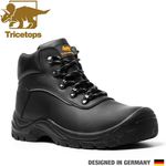 Tricetops TS718H Sicherheitsschuhe S3, Herren Arbeitsschuhe aus wasserabweisendem Rindleder, schwarz, rutschhemmende PU-Sohle, Stahlkappen, HI-POLY Fußbett