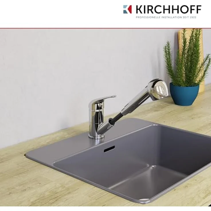 Kirchhoff Küchenarmatur Geschirrbrause, Chrom, 1/2" Anschluss, modernes Design – Bild 7