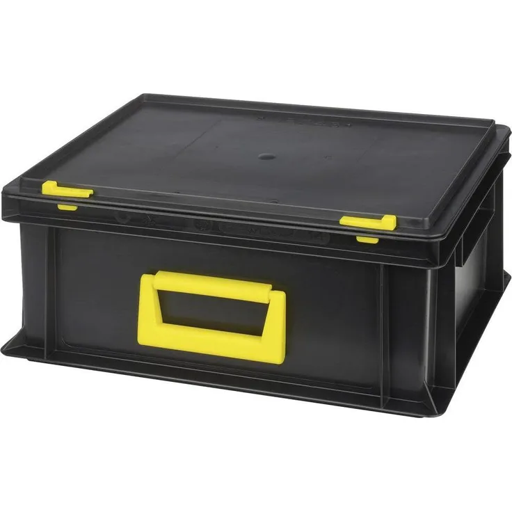Alutec Magnus PC 14, Werkzeugkoffer aus hochwertigem Kunststoff, stapelbar, Schwarz und Orange, mit praktischen Griff