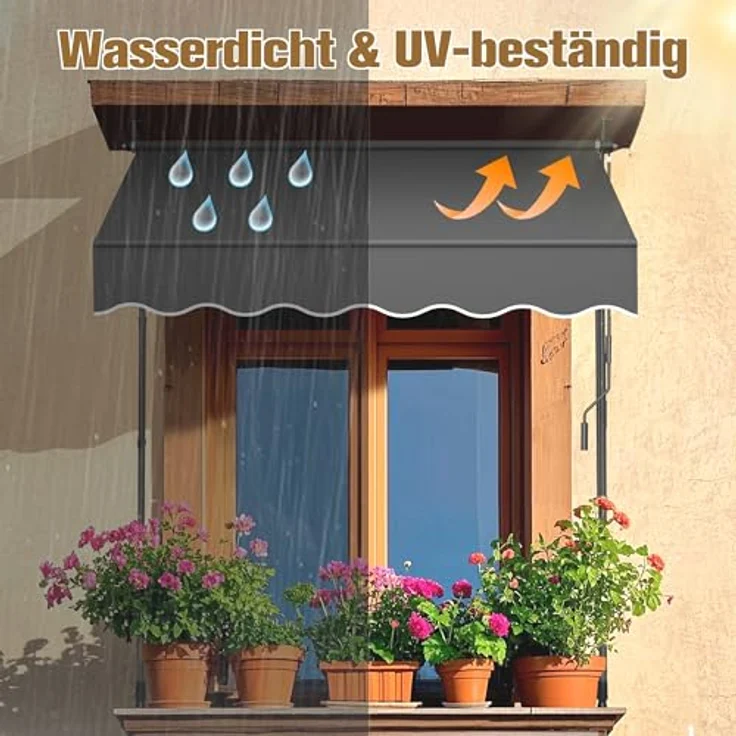 Thanaddo Klemmmarkise Balkonmarkise, UV-Beständig & Wasserdicht, Höhenverstellbar, Anthrazit – Bild 5