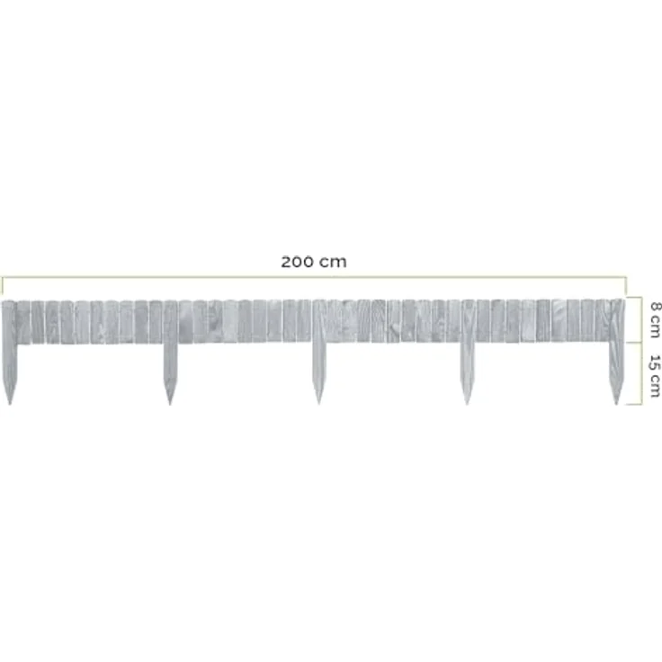 Garronda Beeteinfassung Holz Rollzaun Holzzaun 200 x 8 cm imprägniert Flexibler Rollborder Rasenkante Palisade Gartenzaun Umzäunung für Garten GD-0046 (Grau, Höhe: 8 cm) - Wetter- und schädlingsbeständiger Holzgartenzaun, flexible Formgestaltung – Bild 5