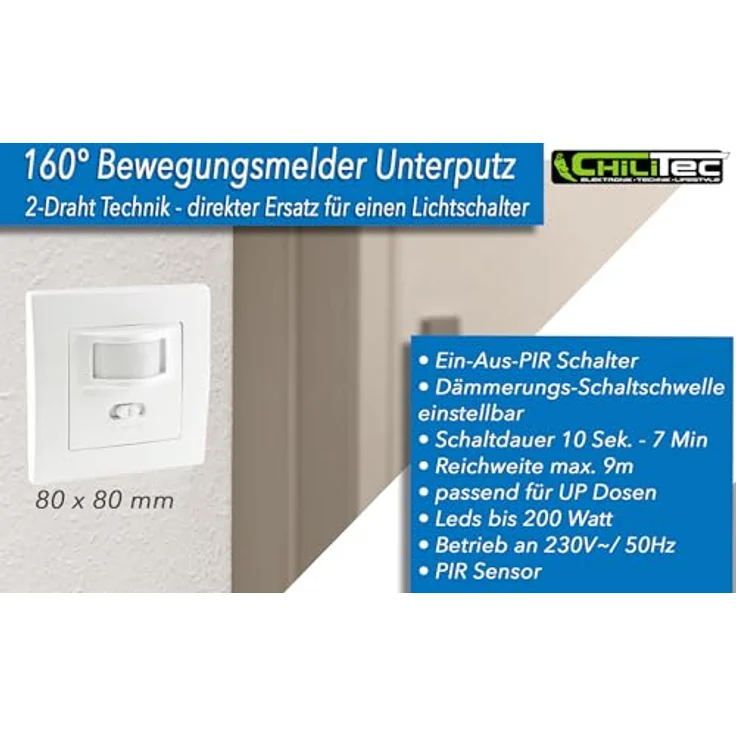 Chilitec Unterputz Bewegungsmelder für LED Innen 160 Grad – Bild 6
