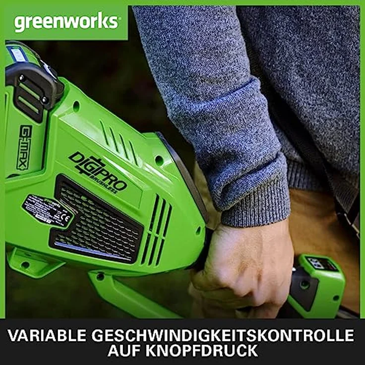 Greenworks Akku-Rasentrimmer und -Sense 2in1 GD40BC Li-Ion 40V 40cm-25cm Schnittbreite 2mm Faden-Messer 5300 U-min verstellbarer Zusatzgriff leistungsstarker brushless Motor ohne Akku u. Ladegerät – Bild 4